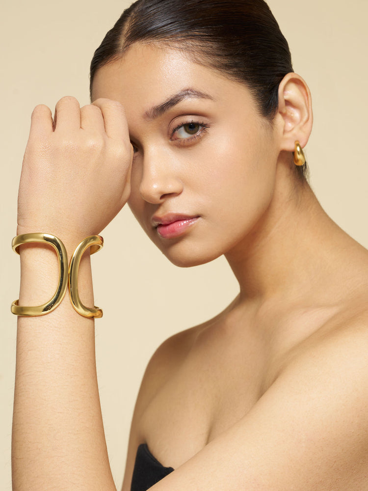 Solar Curve Cuff Bangle Gold