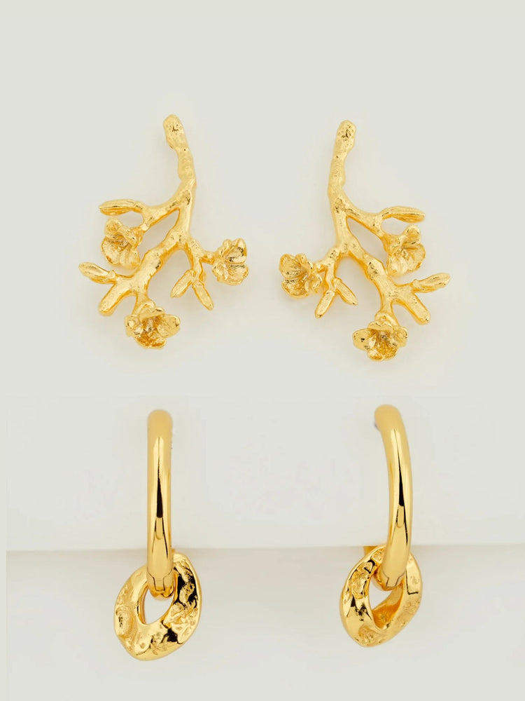 Blossom Vine Drop & Double Hoop Earring Stack Blossom Vine Drop & Double Hoop Earring Stack