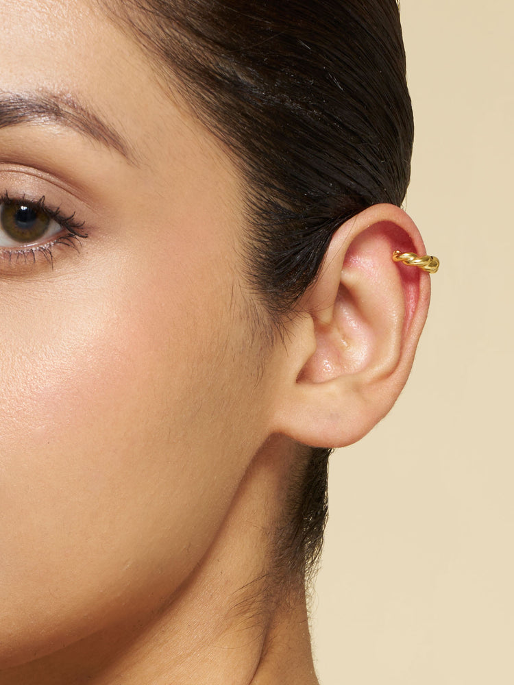 Brioche Twisted Hoop Cuff Earrings