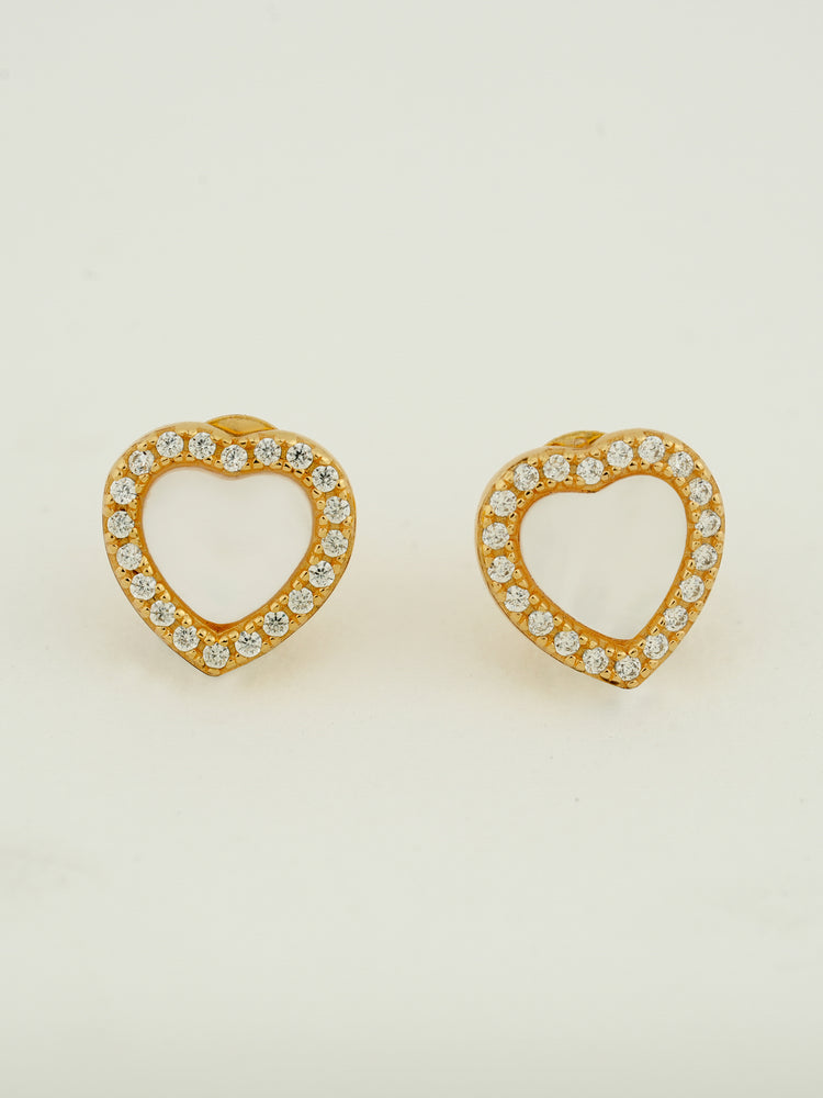 Mother of Pearl Halo Heart Stud Earrings Mother of Pearl Halo Heart Stud Earrings