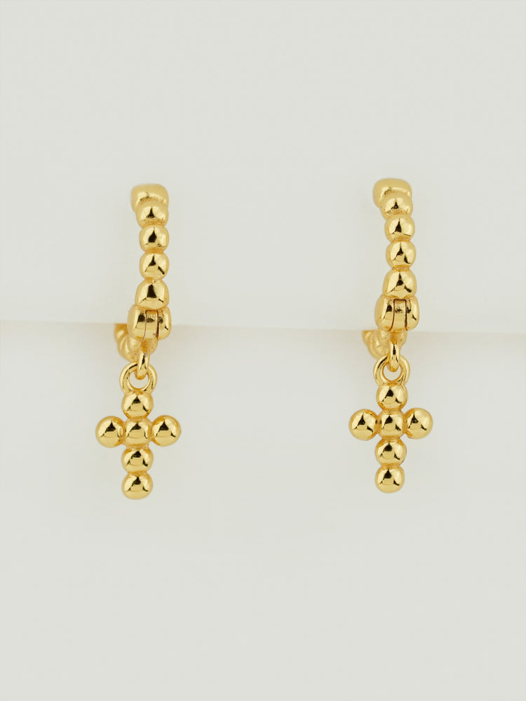 Beaded Cross Hoop Earrings Beaded Cross Hoop Earrings