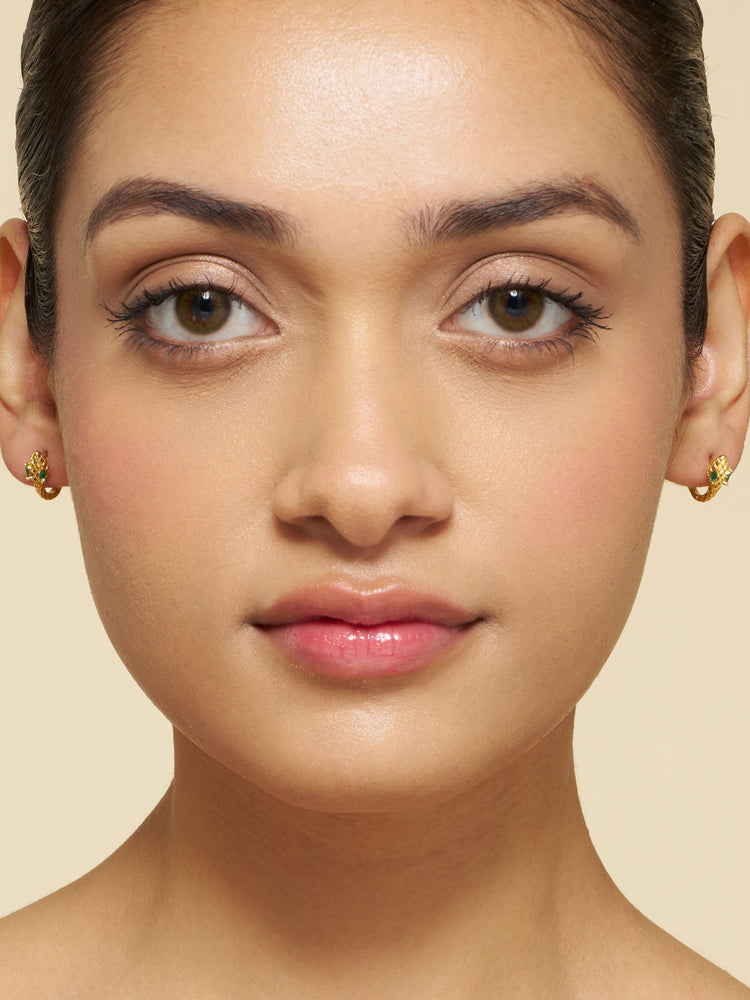 Green Eyed Snake Hoop Earrings