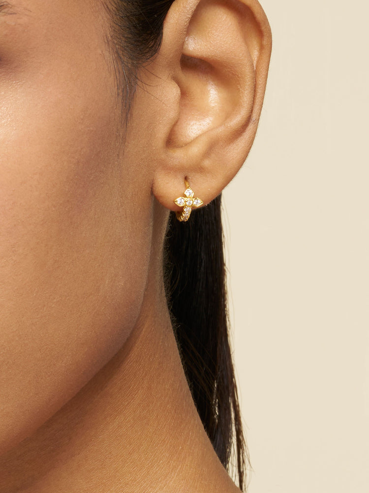 Medieval Cross Huggie Hoop Earrings