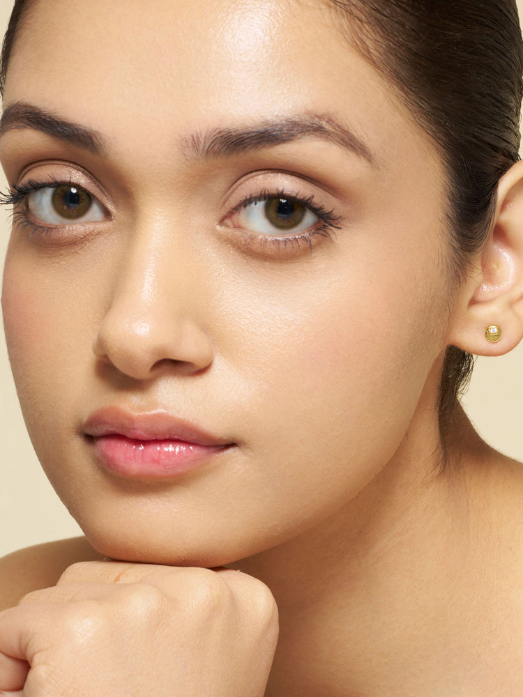 Solitare Disc Stud Earrings