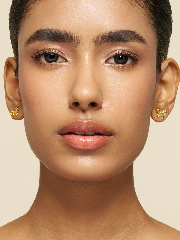Golden Bow Stud Earrings