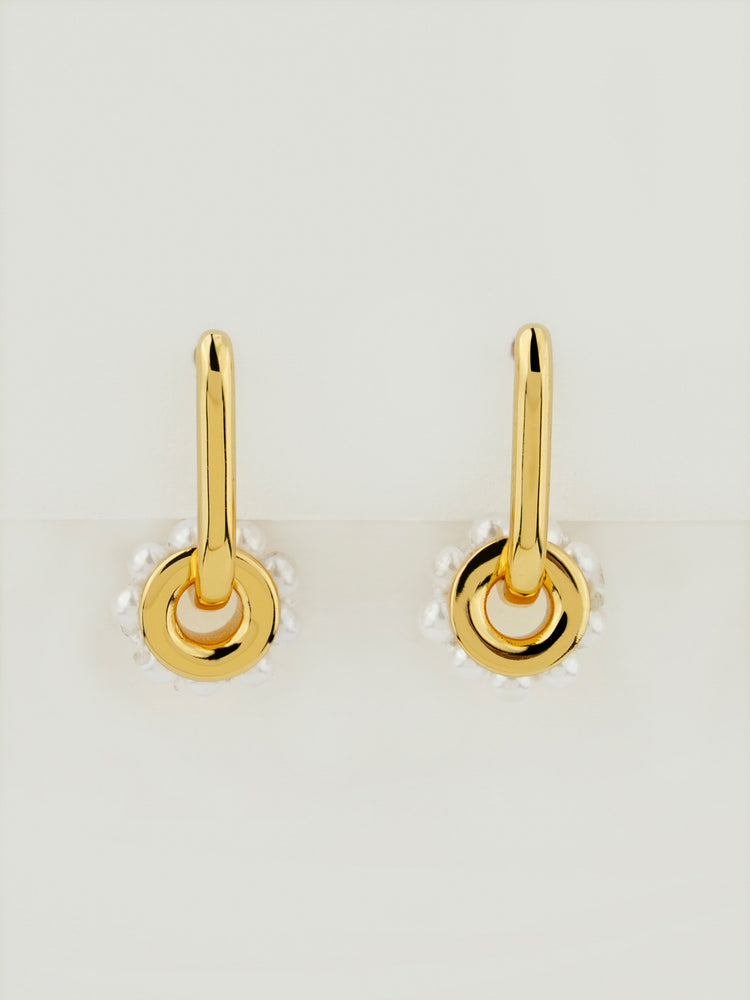 Block Pearl Hoop Earrings Block Pearl Hoop Earrings