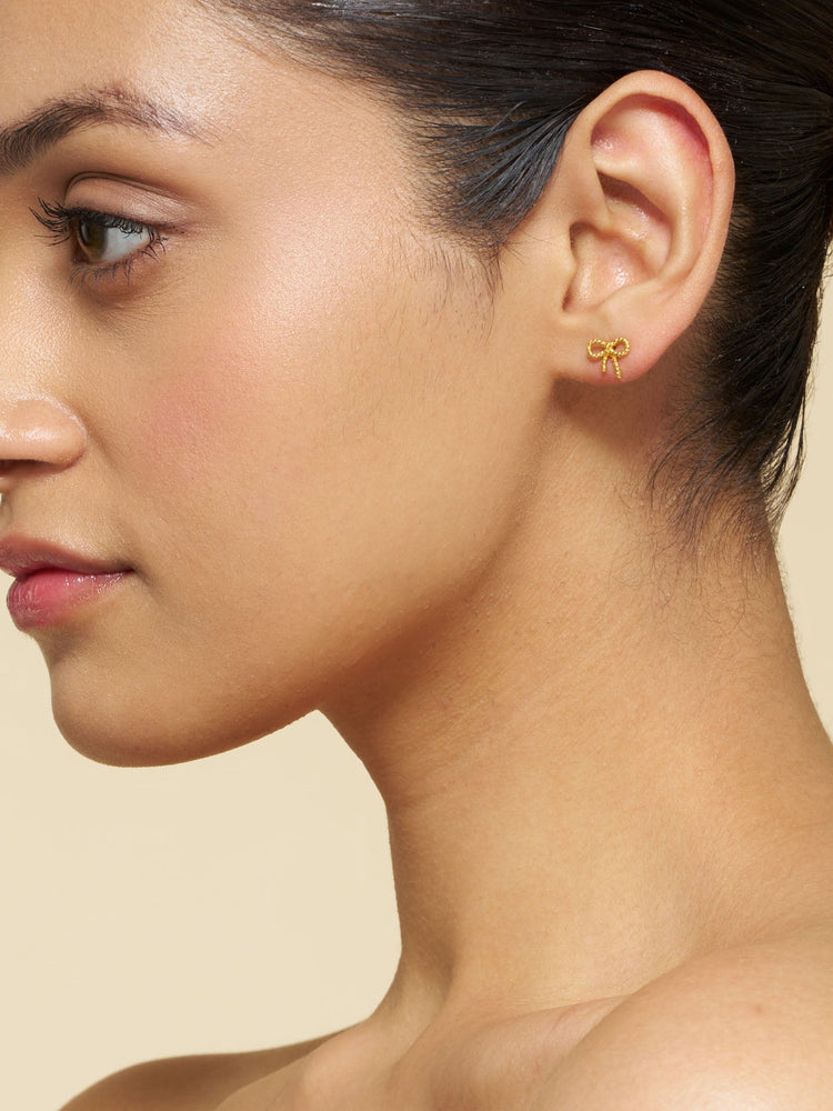 Rope Bow Stud Earrings