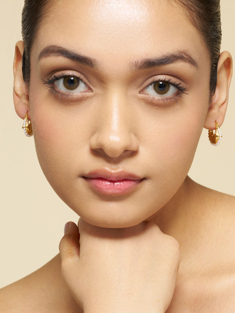 Pearl Edge Hoop Earrings