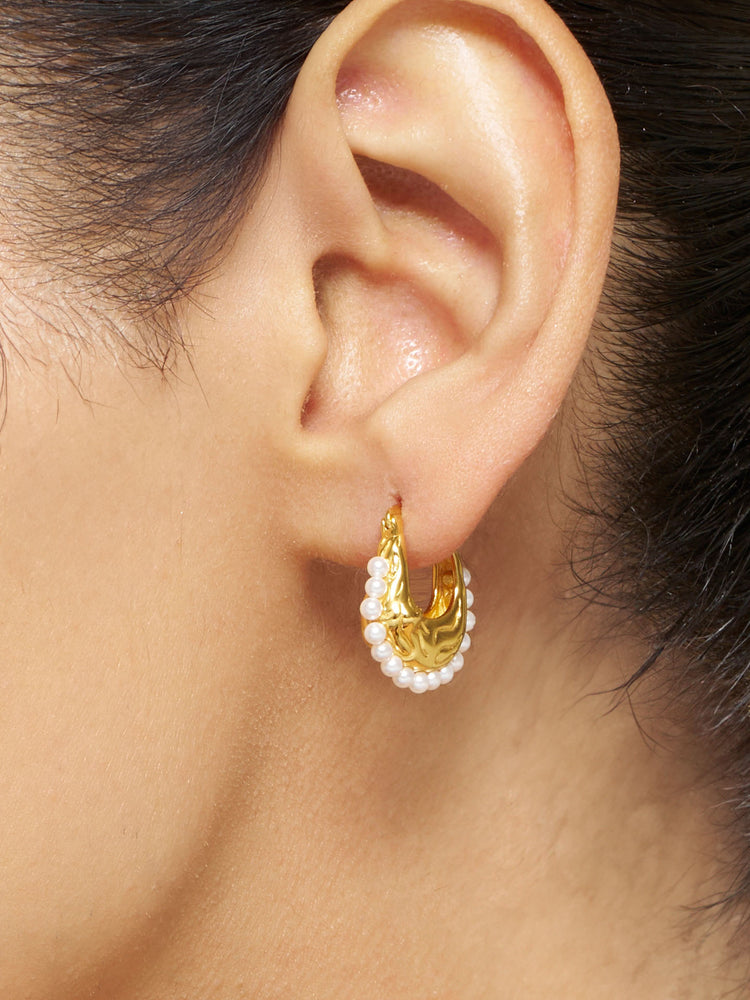 Pearl Edge Hoop Earrings