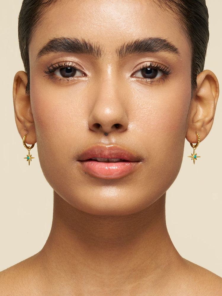 Turquoise North Star Hoop Earrings