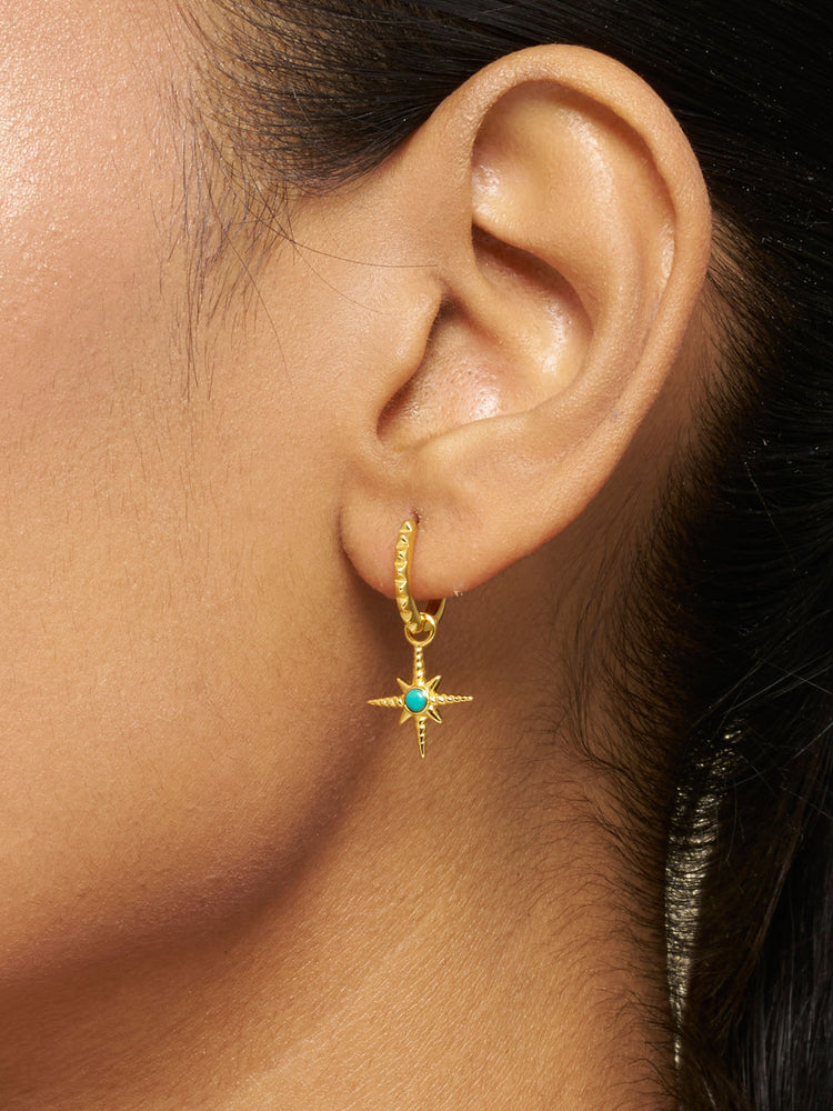 Turquoise North Star Hoop Earrings