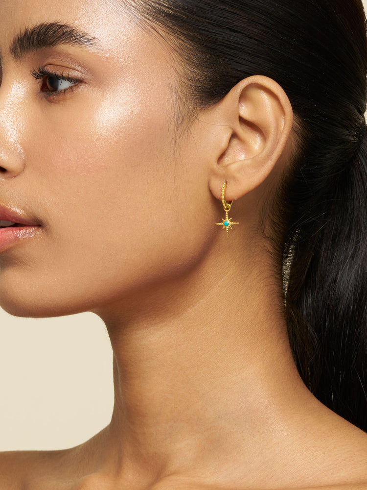 Turquoise North Star Hoop Earrings