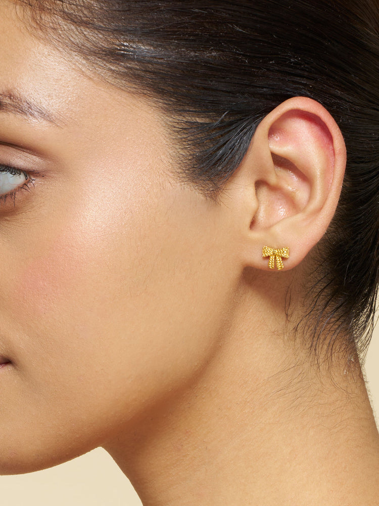 Ribbed Bow Stud Earrings