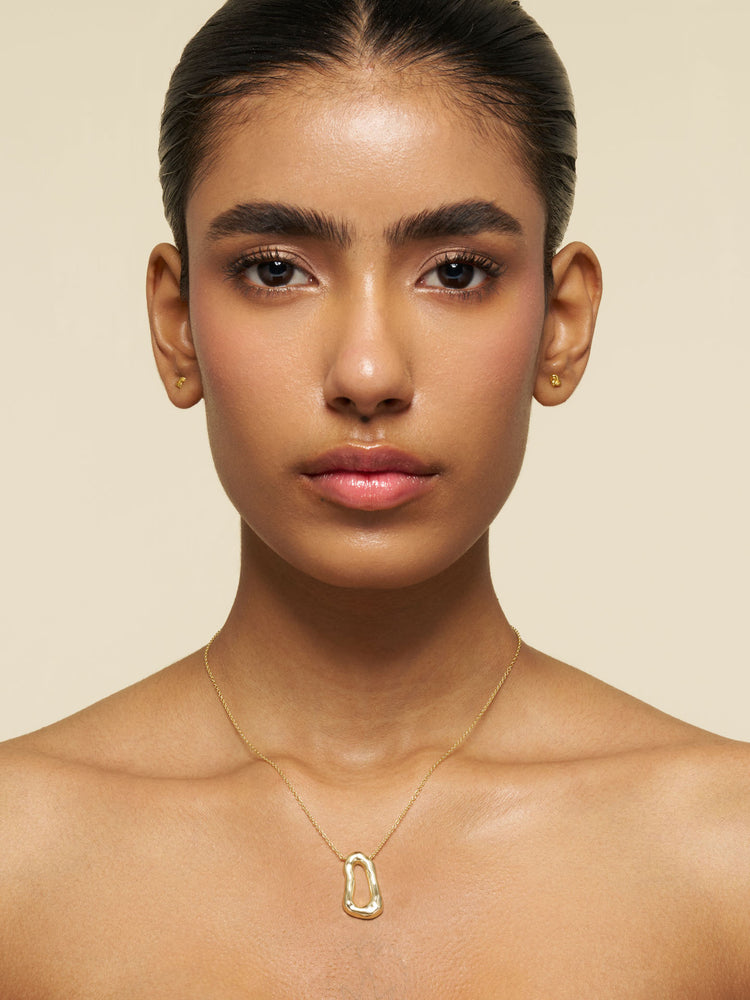 Contour Drop & Interlink Fine Chain Necklace Stack