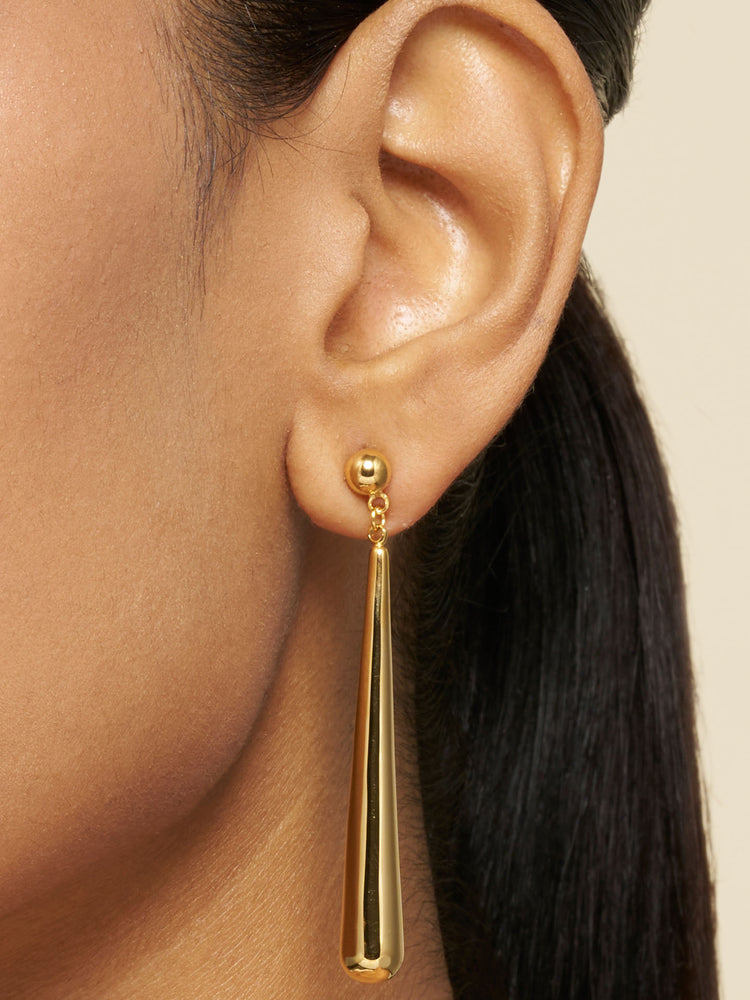 Long Teardrop Earrings Gold