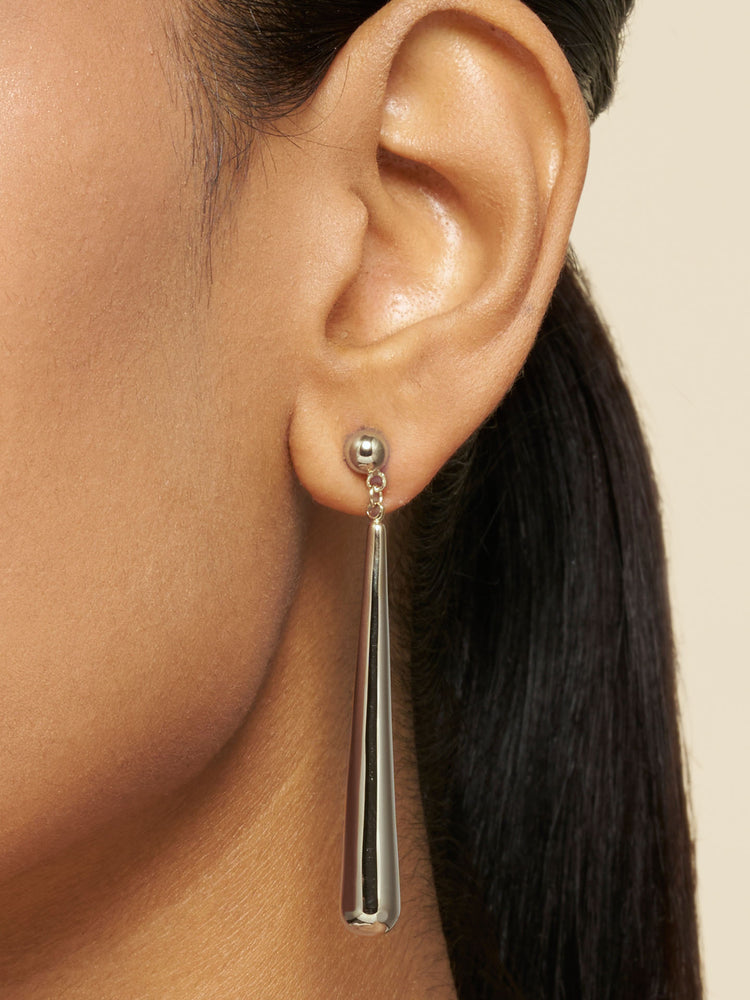 Long Teardrop Earrings Silver