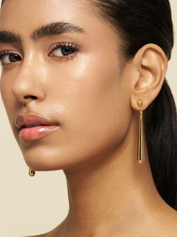 Long Teardrop Earrings Gold