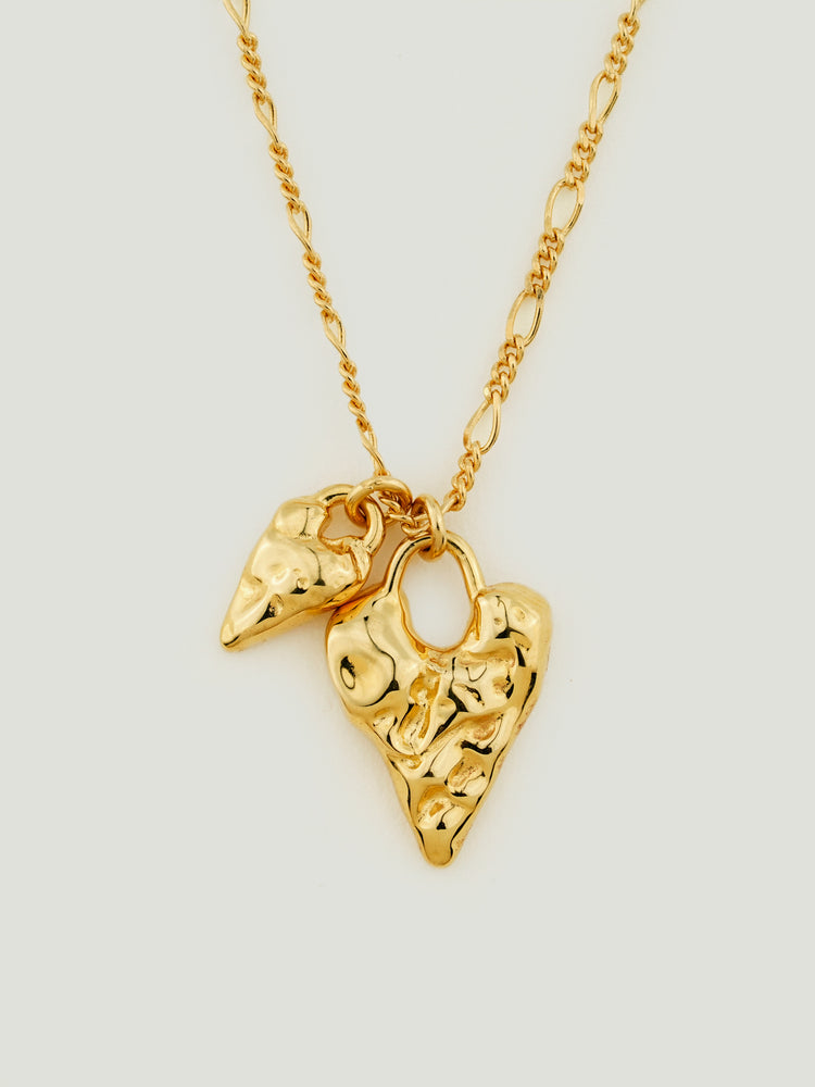 Golden Heart & Leaf Charm Necklace Golden Heart & Leaf Charm Necklace