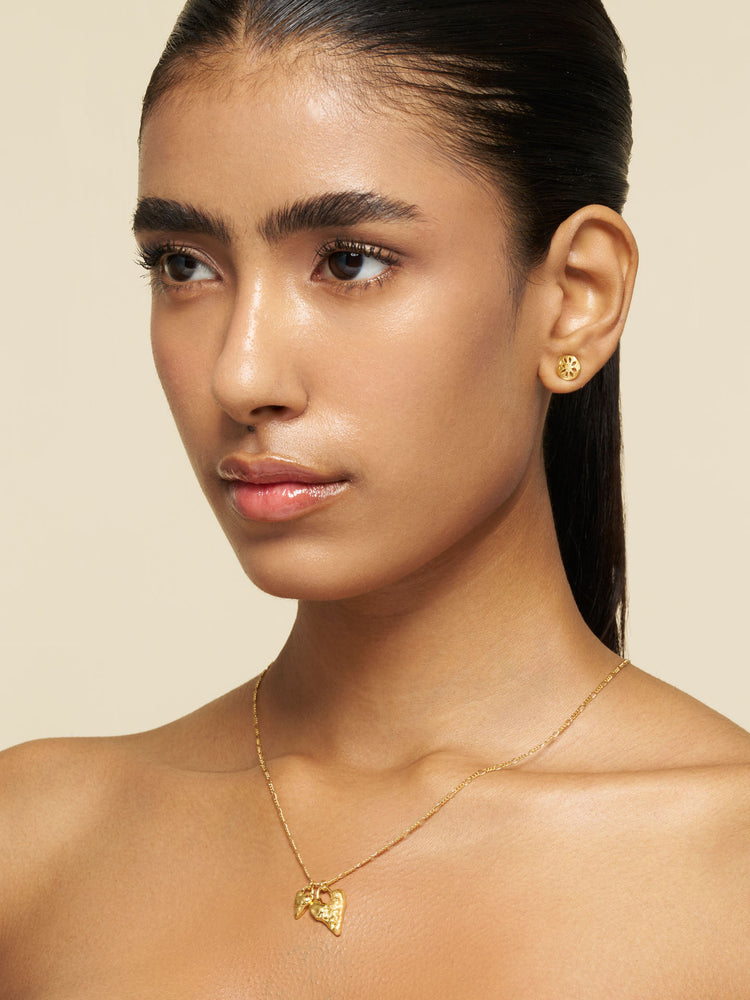 Golden Heart & Leaf Charm Necklace