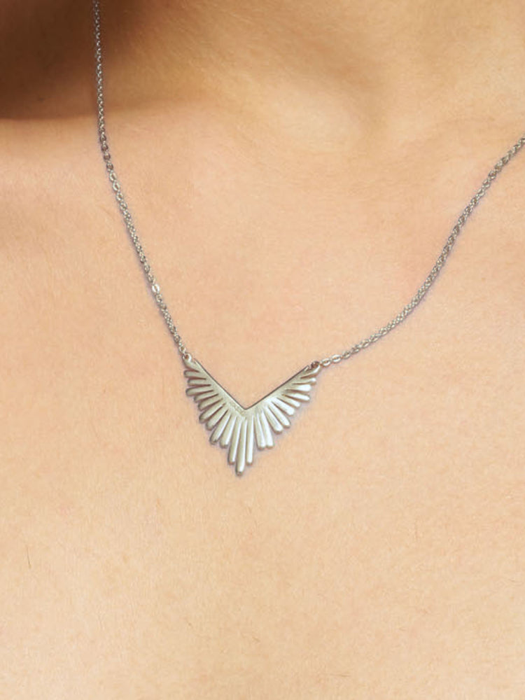 Silver Wing Embrace Necklace