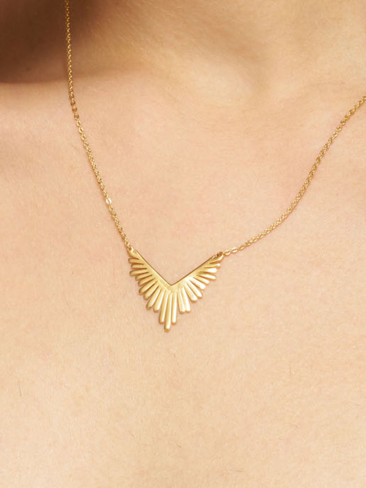 Golden Wing Embrace Necklace
