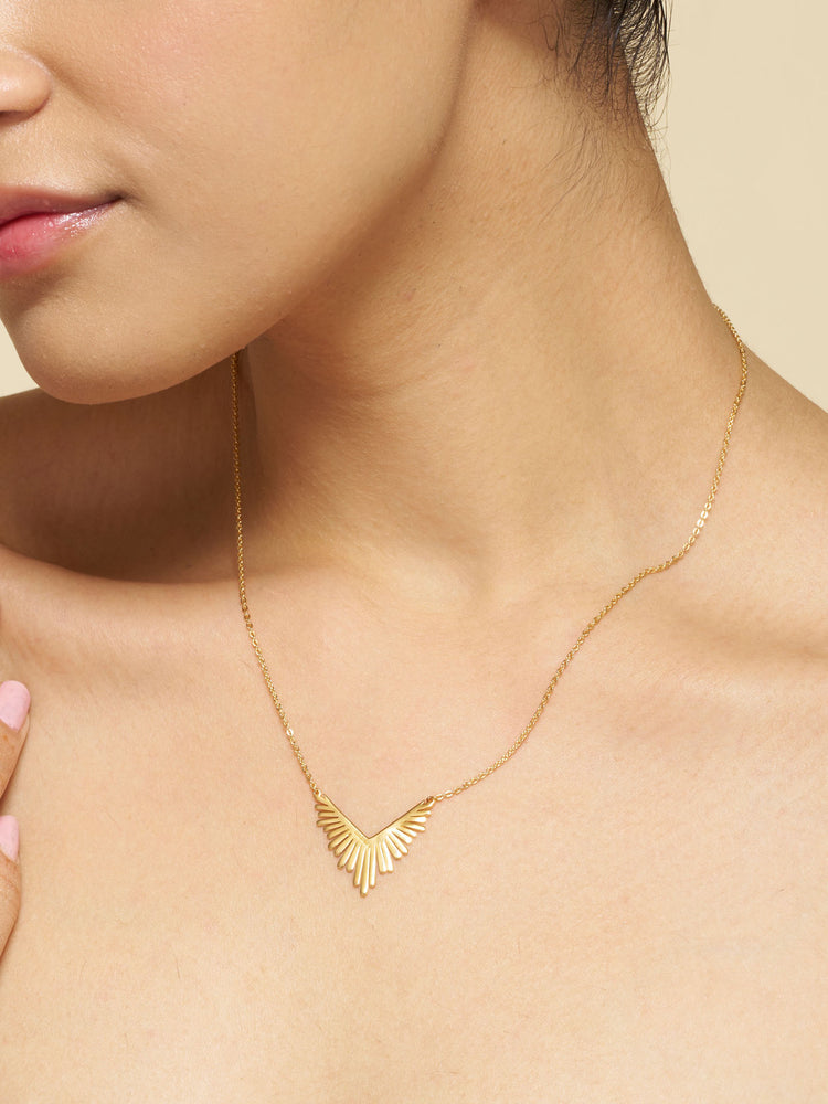 Golden Wing Embrace Necklace