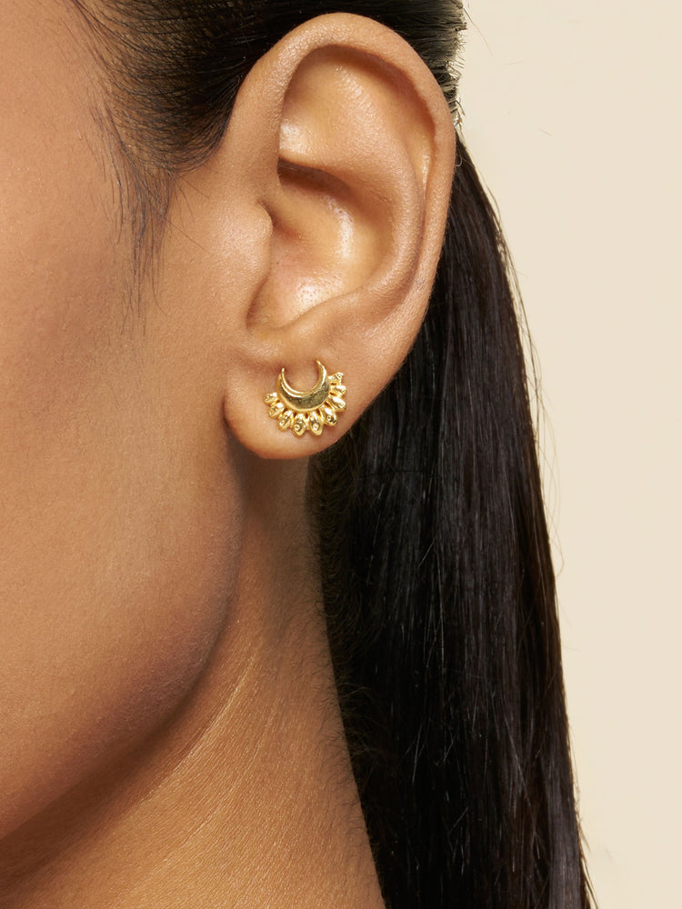 Solar Moon Stud Earrings