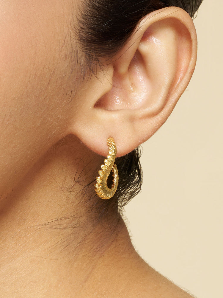 Ribbed Figure Hoop Earrings