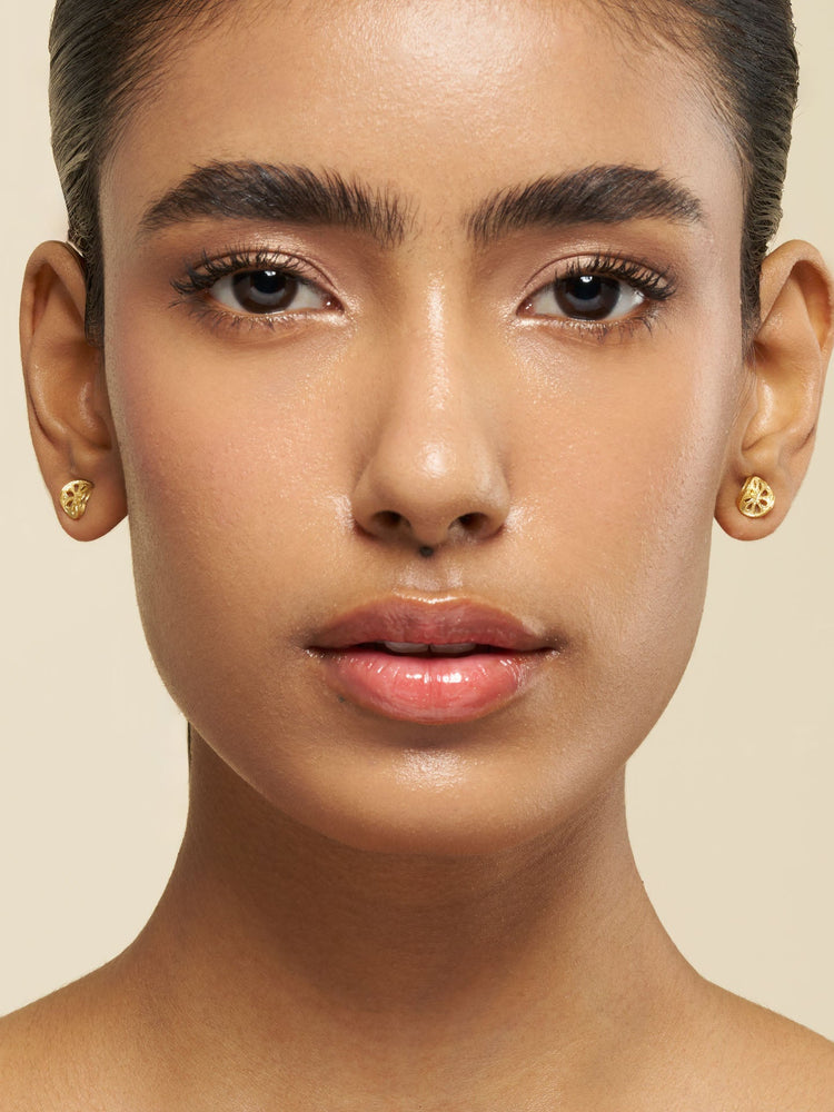 Lotus Coin Stud Earrings
