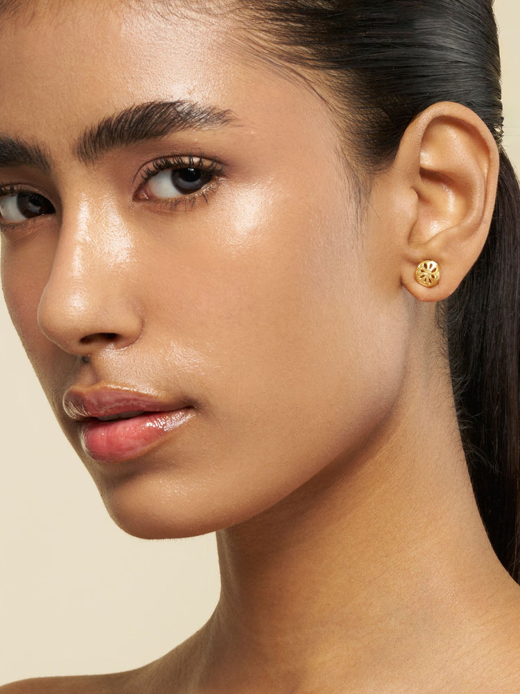 Lotus Coin Stud Earrings