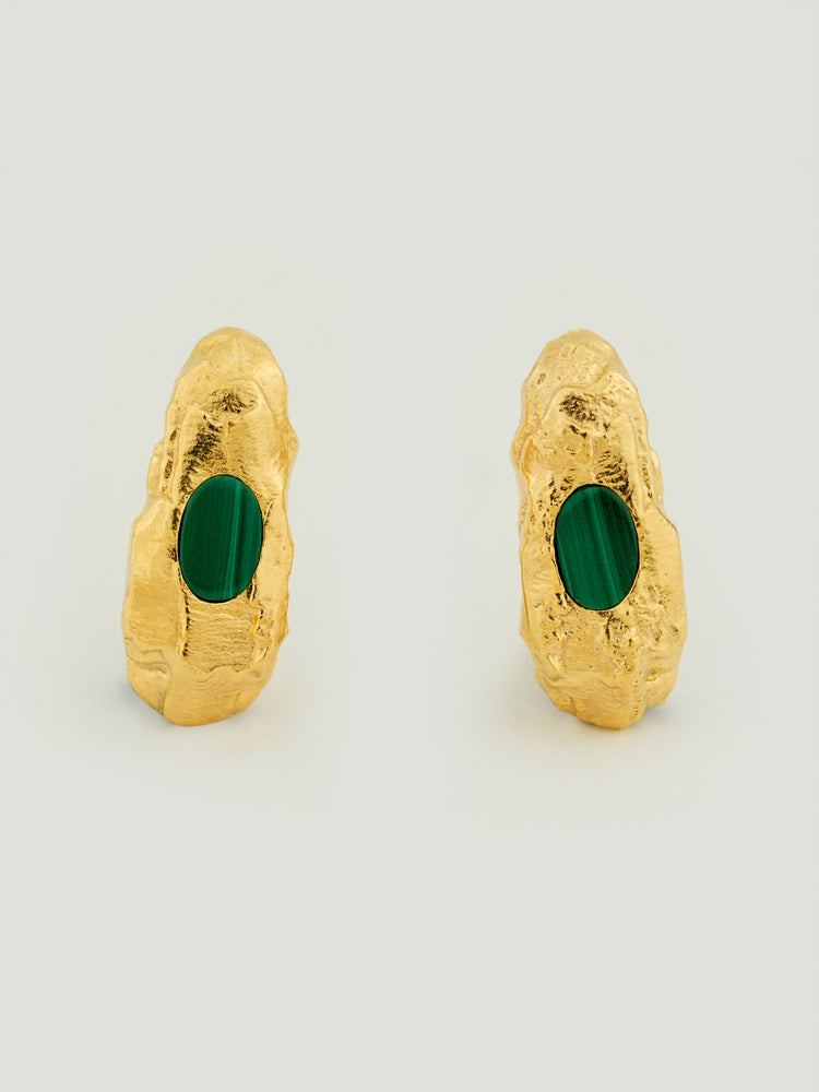 Green Glint Gold Earrings Green Glint Gold Earrings