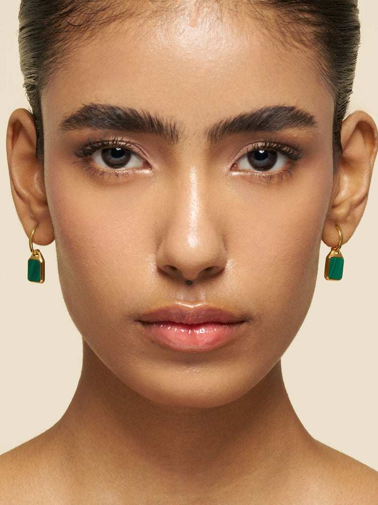Malachite Drop Hoops