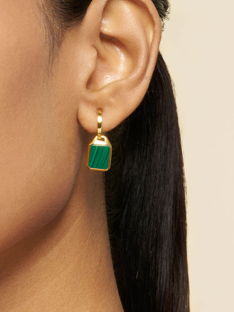 Malachite Drop Hoops