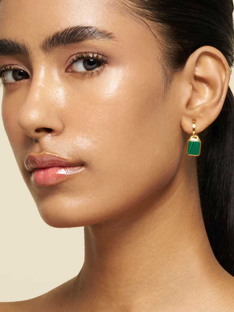 Malachite Drop Hoops
