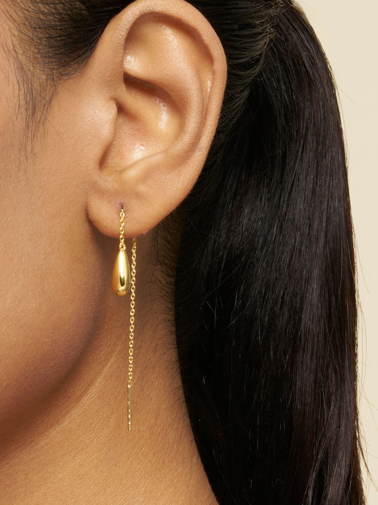 Golden Raindrop Threader Earrings
