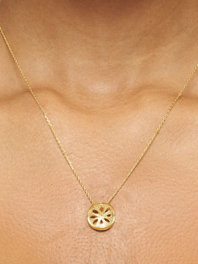 Lotus Coin Pendant Necklace