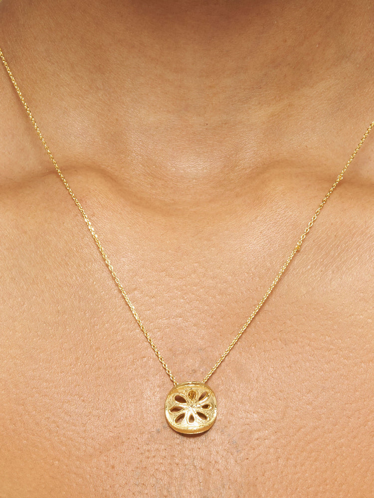 Lotus Coin & Solar Eye Necklace Stack