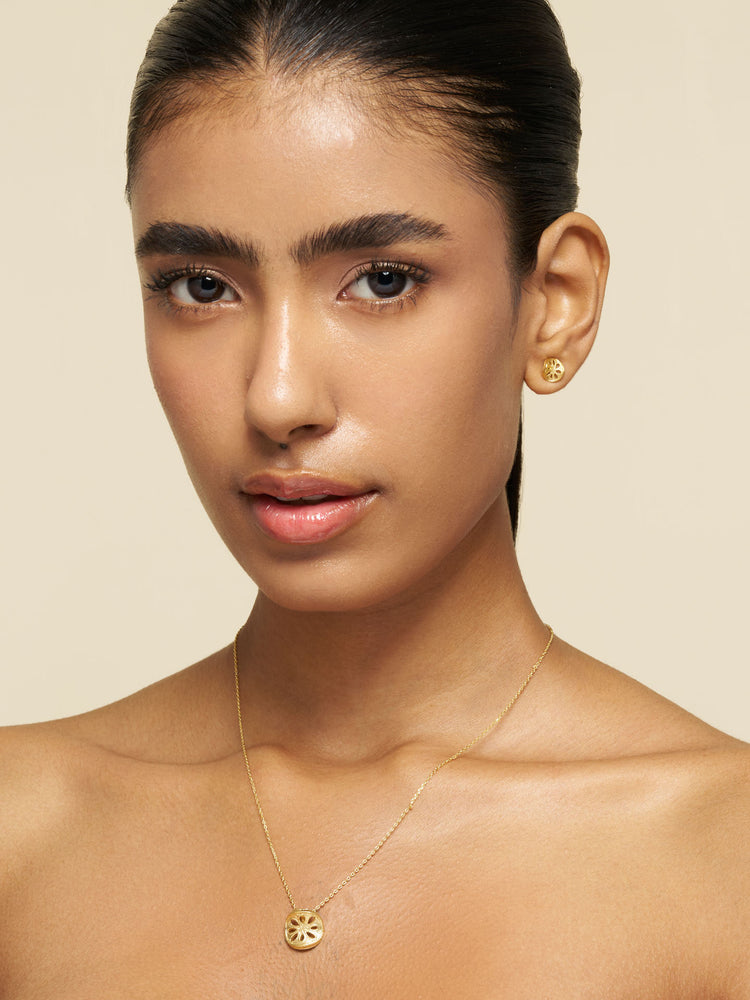 Lotus Coin & Solar Eye Necklace Stack