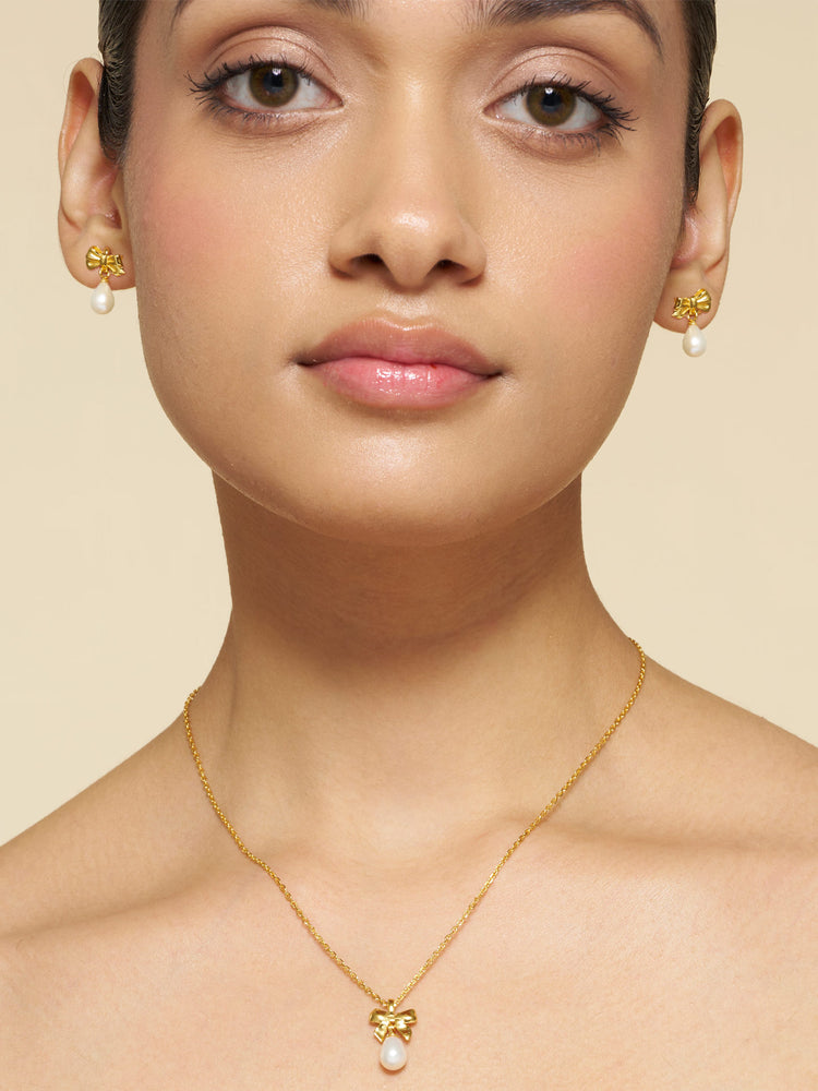 Belle Bow Earrings & Pendant Necklace Set