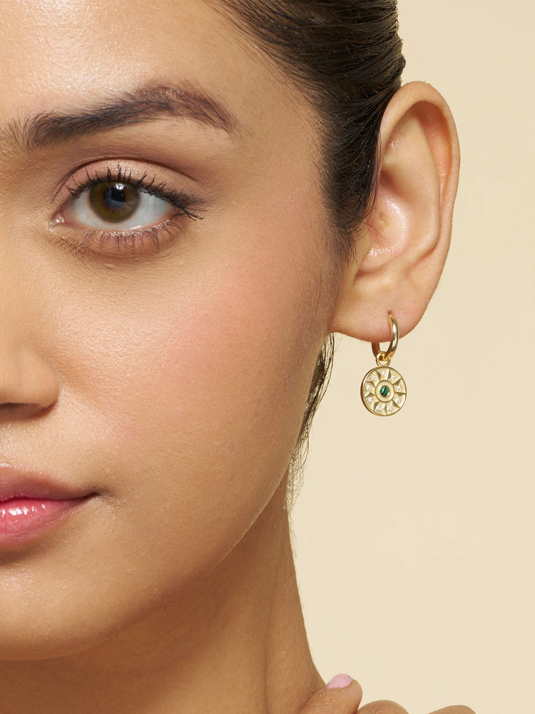 Emerald Compass Hoop Earrings
