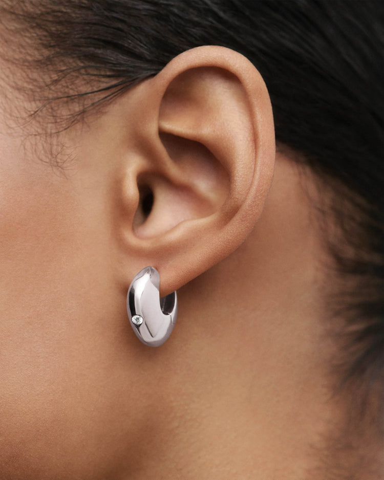 PDPAOLA Wave Silver Hoop Earrings