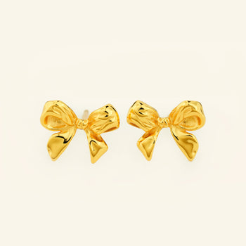 Golden Bow Stud Earrings