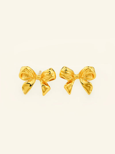 Golden Bow Stud Earrings
