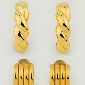 Brioche Twisted Hoop & Ripple Mini Stud Earring Stack