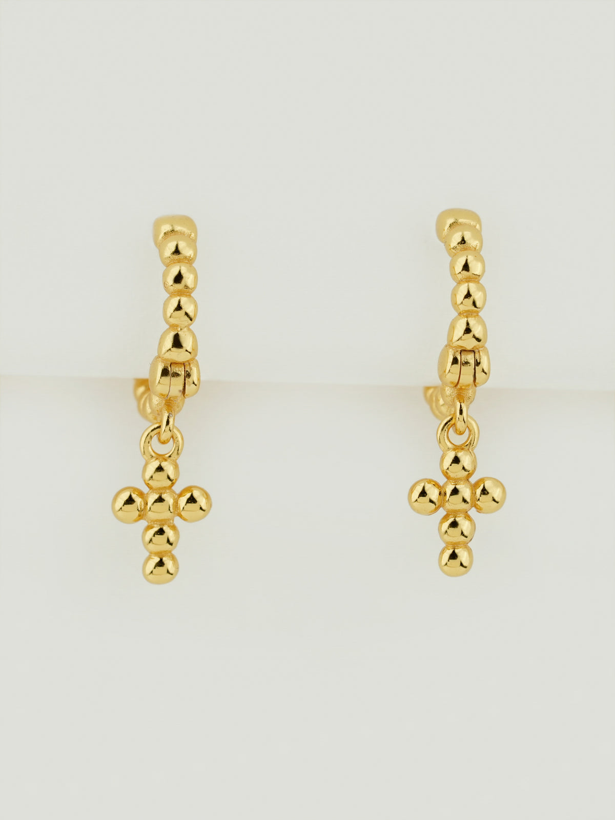 Beaded Cross Hoop Earrings