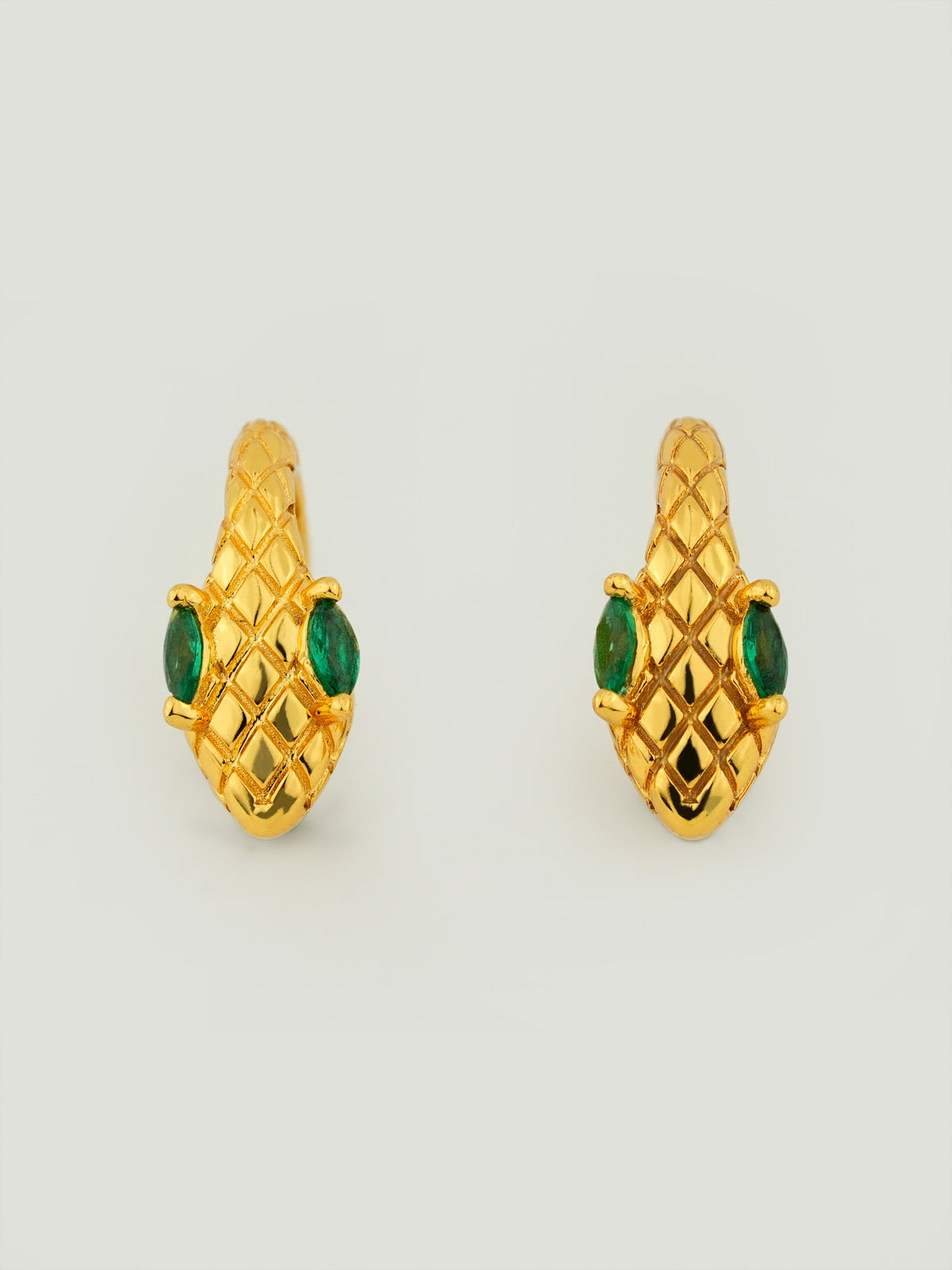Green Eyed Snake Hoop Earrings