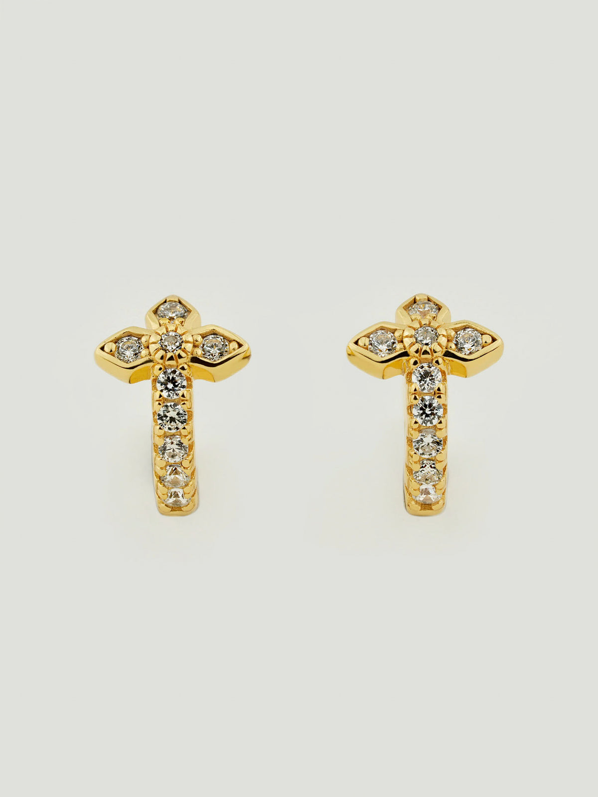 Medieval Cross Huggie Hoop Earrings