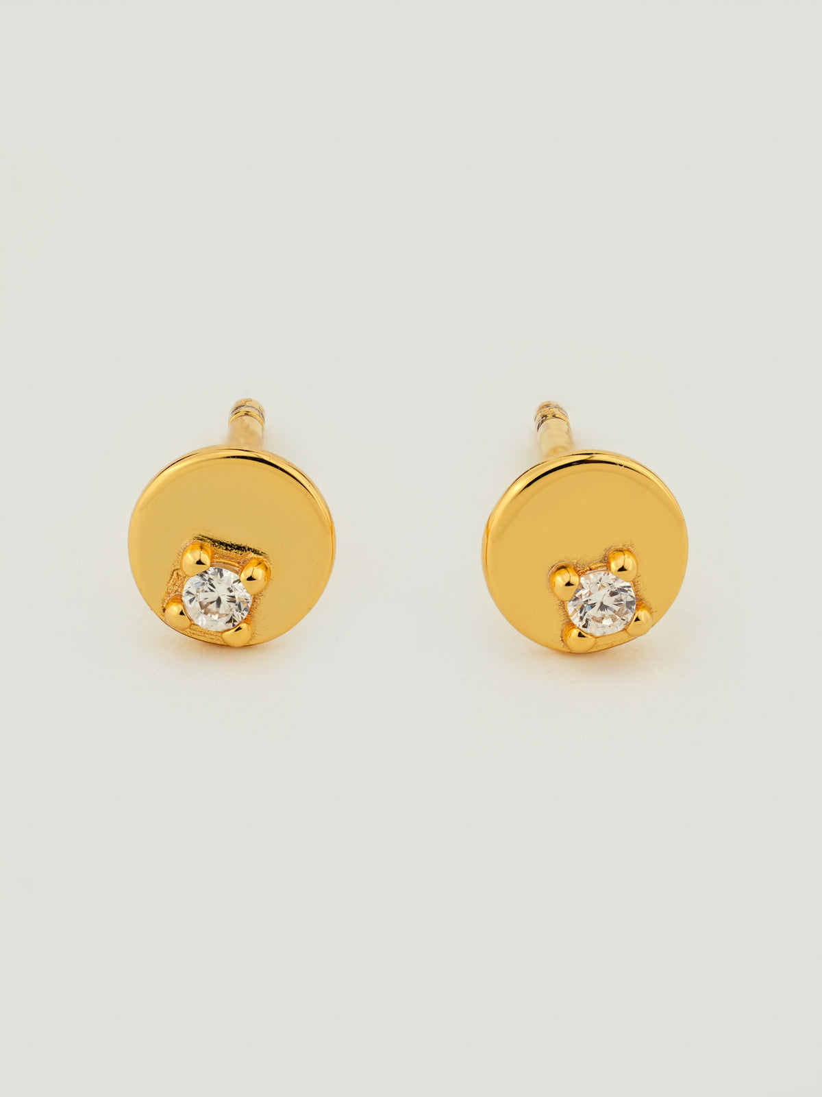 Solitare Disc Stud Earrings