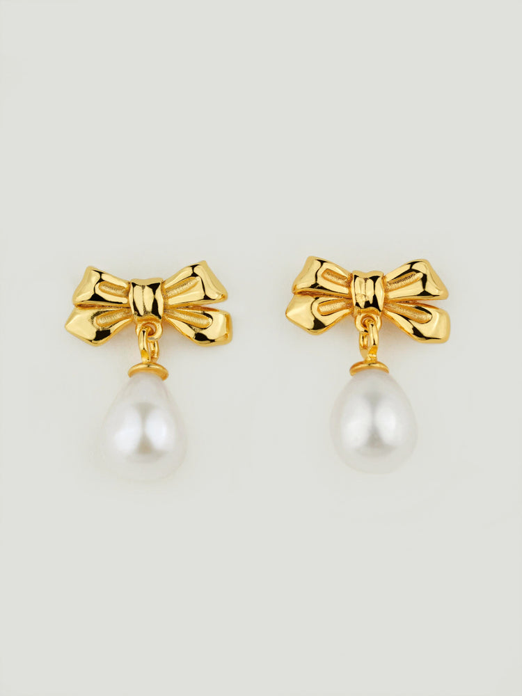 Belle Bow Pearl Earrings