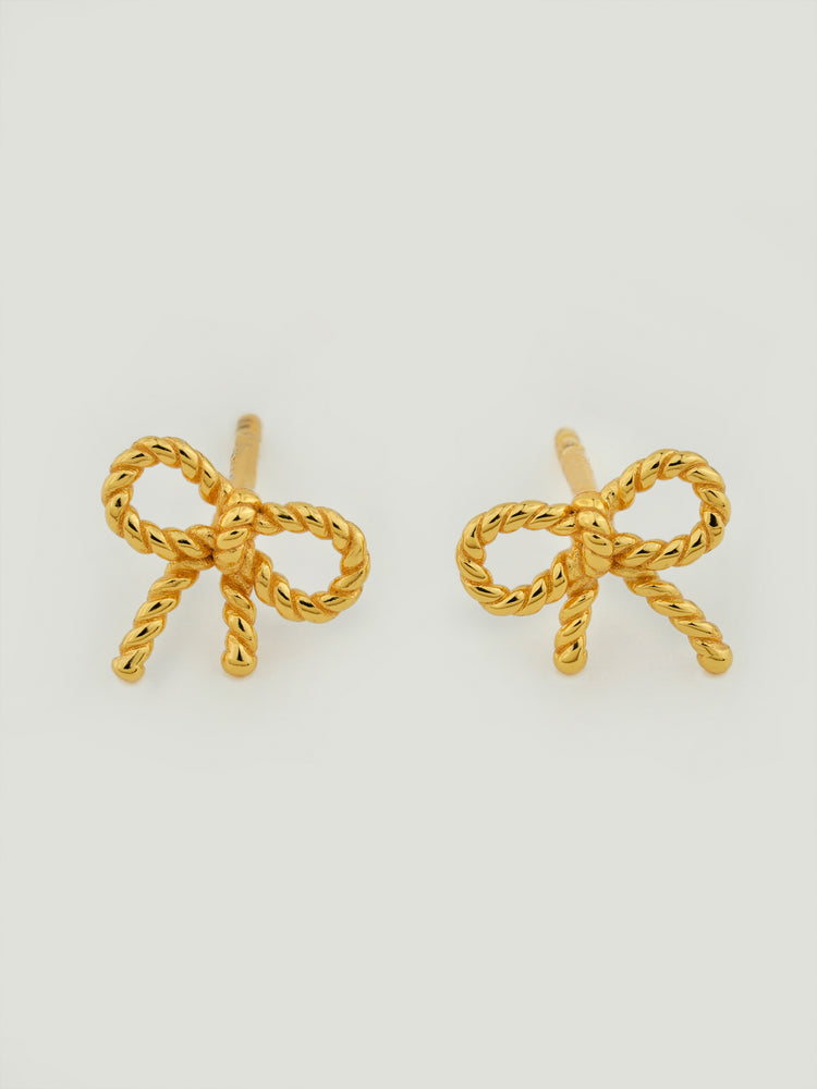 Rope Bow Stud Earrings
